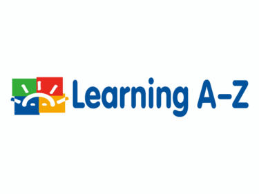 Green, Red, Blue, Yellow block with a white half sun over top. Words that read, Learning A-Z